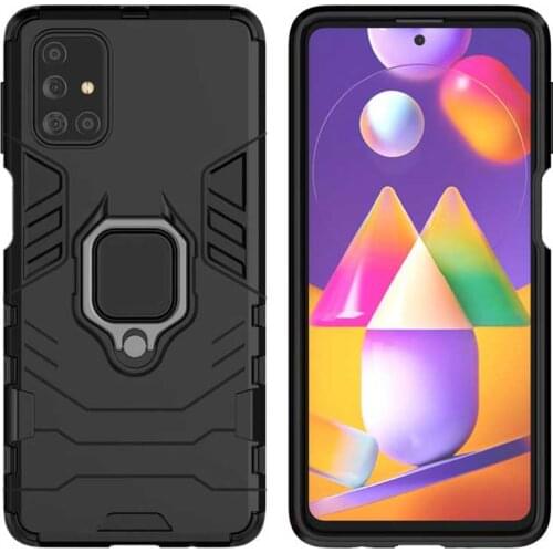 Shockproof Case For Samsung Galaxy M31S Silicone Hard PC Armor Phone Case For Samsung M31S Magnetic Metal Ring Protection Cover