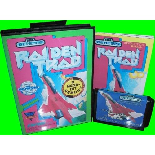 Raiden Trad With Box And Manual 16bit MD Game Card For Sega Mega Drive For Genesis