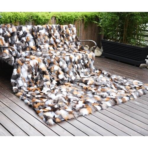 CX-D-38 Luxury Fashion Genuine Handmade Fox Fur Throw Blanket ~ DROP SHIPPING
