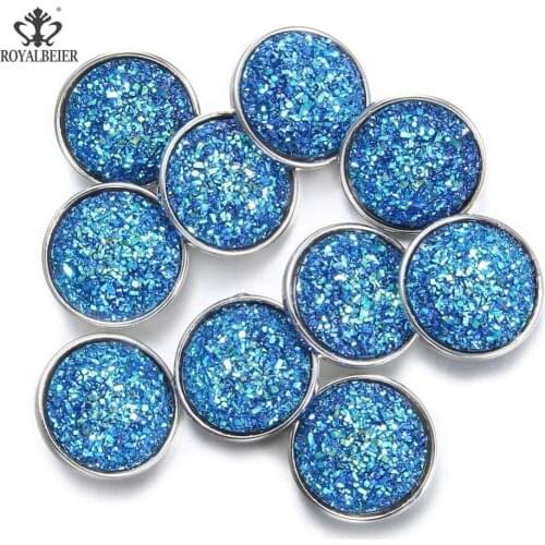 ROYALBEIER 10pcs/lot Mix Cute Smiley Cartoon Pattern 18/20mm Round Snap Buttons Fit Snap Earrings Bracelet Beads for Jewelry