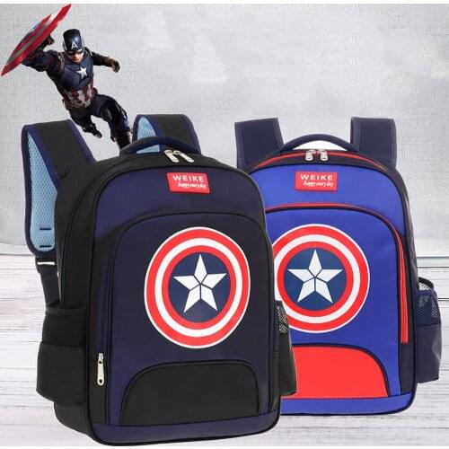 2021 New Disney Child Schoolbags Elementary School Students Schoolbag Kids Elementary School Cartoon Captain America Backpack