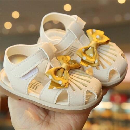 Hot new Baby Baotou Kick-proof Sandals Children Breathable Shoes Kids Hollow out Girls Bowknot Soft Bottom Non-slip Sandals