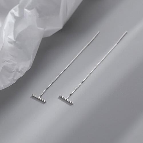 925 Sterling Silver Long Tassel Drop Earrings For Women Wedding Party Jewelry Pendientes eh988