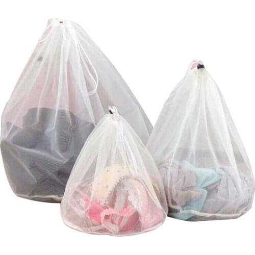 Drawstring Closure Mesh Laundry Bag Socks Underwear Washing Machine Protection Net Mesh Bag