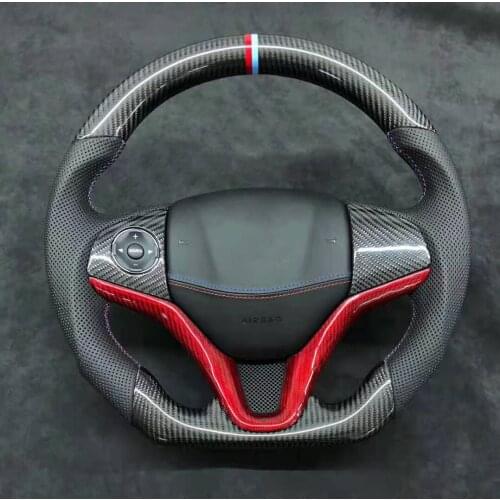 Supercar Cuatomized Real Carbon Fiber Sports Steering Wheel Alcantara Leather compatible for 4th generation Honda Fit 2015-2020