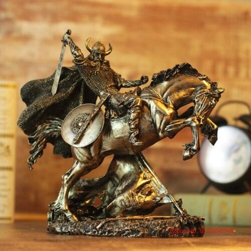 Ancient Roman Gladiator Sculpture Antique Copper Resin Crafts Mighty Armor Warrior Statue Ornaments Home Creative Bar Decoration