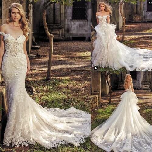 SuperKimJo Wedding Dress 2020 Detachable Skirt Lace Appliue Beaded Elegant Wedding Gowns Robe De Mariage Casamento