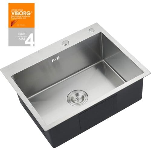 760 x 505 x 220 mm) VIBORG Deluxe Handmade Extra-thick 304 Stainless Steel Top Mount Single Bowl Kitchen Sink
