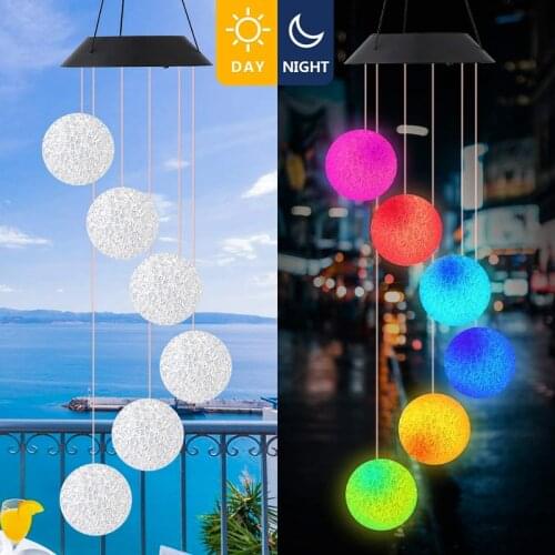 LED Solar String Fairy Lights Outdoor Solar Wind Chimes LED Garden Light Waterproof Creative Decoration Lamp Colorful Lighting
