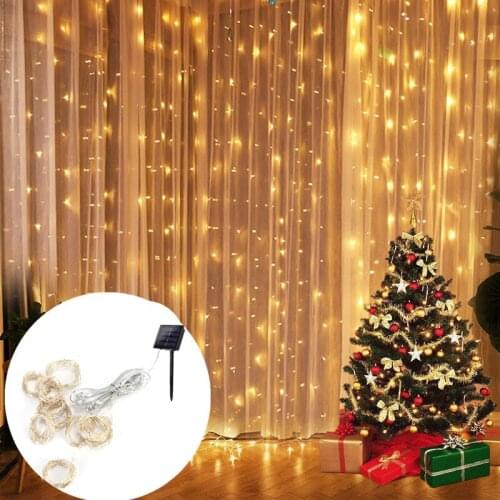 3x3M Solar led String light Outdoor Fairy Lights Garland on the window Christmas Light Decoration for Home Garden Curtain Lamp