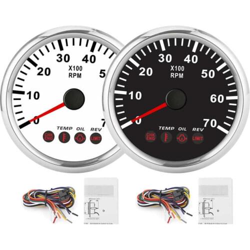 Tachometer Gauge 0‑7000RPM Tachometer Gauge with Oil Pressure Temp Engine Failure Alarm for Boat Motorcycle Truck Tacho Gauge