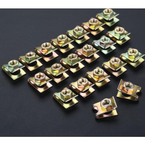 20Pcs Universal Car License Plate Fastener Retaining Clip Buckle Metal Screw Nut U-Type Clips Retainer 6mm J139