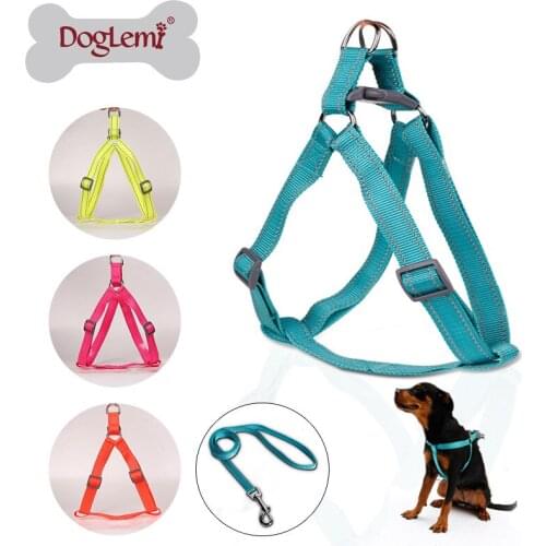High quality Nylon Reflecting Safety Lare Pet Dog Step in Harness Dog Harness Leash Set Small to Large Size