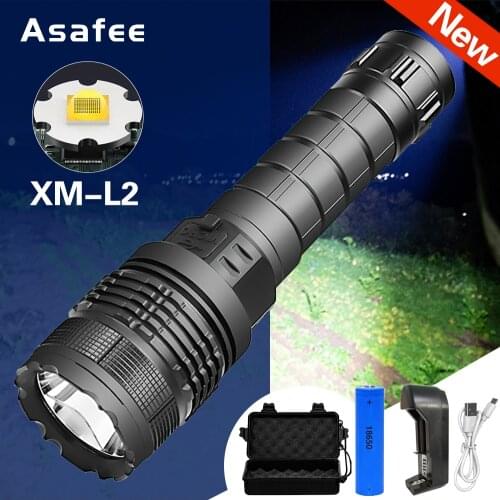 XM-L2 LED Flashlight Power Display Micro-USB Rechargeable 5 Modes IP44 Waterproof Telescopic Zoomable tactical Torch Glare Lamp
