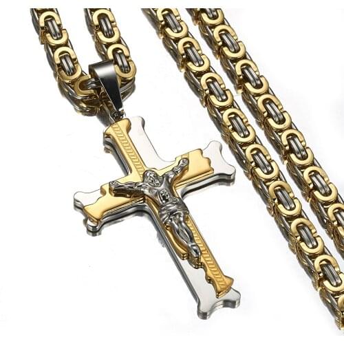 Men Cross Pendant Stainless Steel Silver Gold Jesus Christ Pendants Prayer 2018 Fashion Jewelry Gifts For Boy
