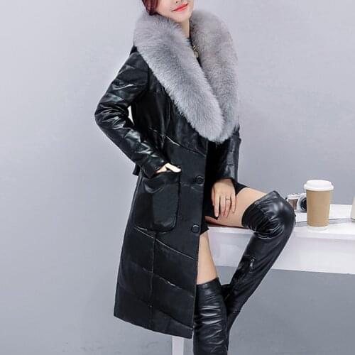 Winter Leather Cotton-padded Coats New Middle Age Women Hooded Slim Leather Jacket Warm Medium Long Outerwear Plus Size 4XL