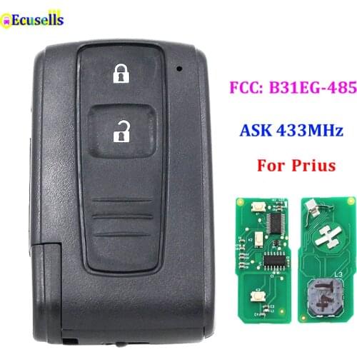 2 button remote key fob ASK 433MHz for Toyota Prius FCC ID: B31EG-485 M0ZB31EG / MOZB31EG with uncut insert key blade TOY43