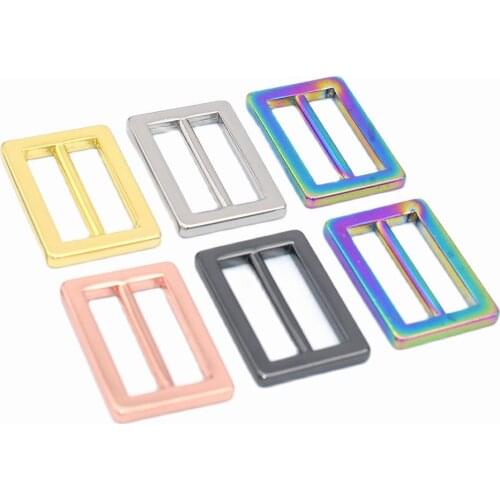 20mm Rainbow Metal Belt Buckle Double Bar Buckle Adjuster Buckle Rectangle Purse Buckles for straps Replacement Handbag webbing