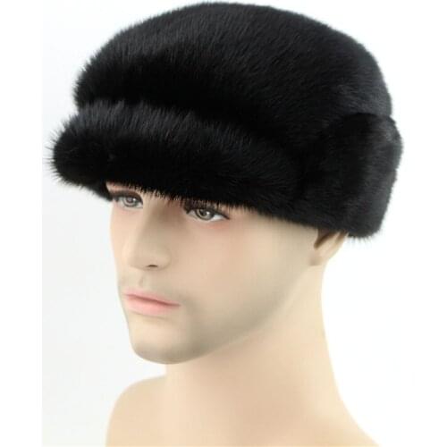 2020 new winter fashion mens genuine whole mink fur hat to keep warm solid color high quality handmade cap Lei Feng