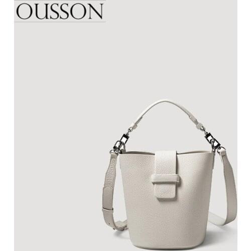 OUSSON 2021 New Design Leather Ladies Fashion Bucket Bag Exquisite Crossbody Bag Leisure Handbag For Women