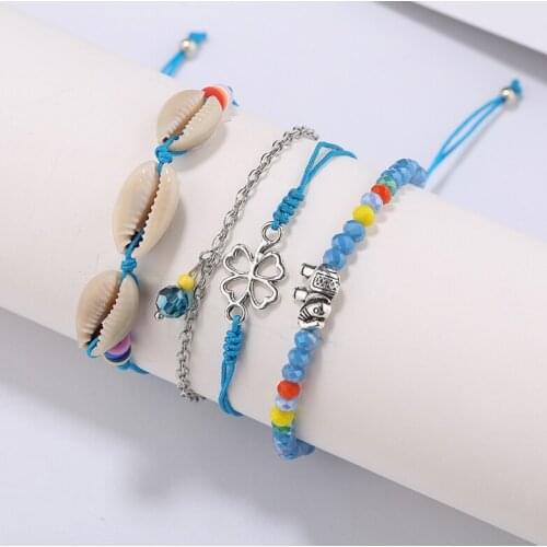 4pcs/set Handcraft Boutique Fashion Multilayer Crystal Stone Beads Strand Bracelets Tassel Bangles Pulseras Boho Mujer
