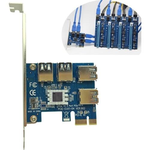 4 Slots PCI-E 1 to 4 PCI Express 16X Slot External Riser Card Adapter Board PCIE Multiplier Card for BTC Miner