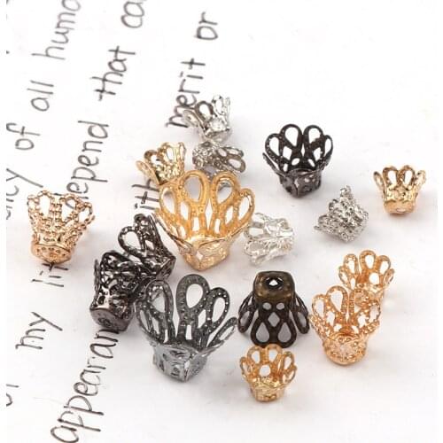 5mm Vintage Filigree Metal Cup Hollow Flower Spacer Beads End Caps Pendant DIY Charms Connectors Jewelry Findings