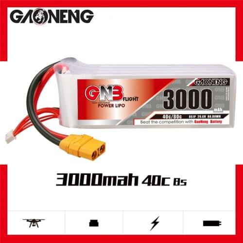 GAONENG GNB 3000mAh 29.6V 8S 40C/80C Lipo Battery With T/XT60/XT90 Plug For RC Helicopter Quadcopter FPV Racing Drone Parts