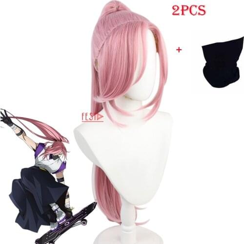 Anime SK8 The Infinity Cherry Blossom Cosplay Wig Long Pink Ponytail Wig Heat-resistant Fiber Hair + Free Wig Cap for Man Woman