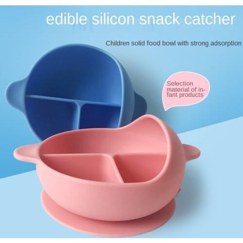 Large with Lid Silicone Suction Cup Bowl Infant Baby with Cover Food Supplement Bowl Dinner Plate Sub-grid Tray Dining Set