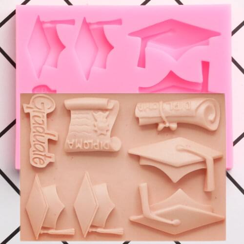 DIY Graduation Doctor Hat Silicone Mold Cupcake Topper Fondant Cake Decorating Tools Candy Resin Clay Chocolate Gumpaste Mould