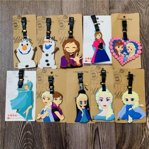Disney Princess Frozen Anime Action Toy Figures Cartoon Products Accessories Luggage Tag Suitcase Unisex Gifts