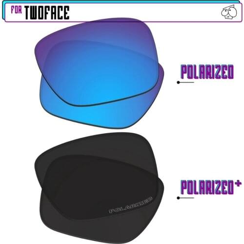 EZReplace Polarized Replacement Lenses for - Oakley TwoFace Sunglasses - Black P Plus-Blue P