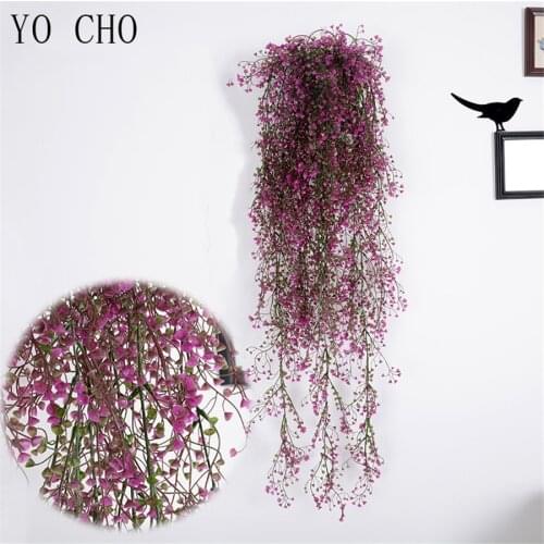 Artificial Golden Bell Willow Wall Hanging Flower Vine Plant Decoration DIY Handmade Ornament Fake Flower Garden Home Decoration