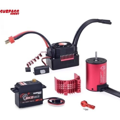 KK Waterproof Combo 3650 3100KV 4500KV Brushless Motor w//Heat Sink 45A / 60A Brushless ESC + S0600M 6KG Servo for RC 1/10 Car