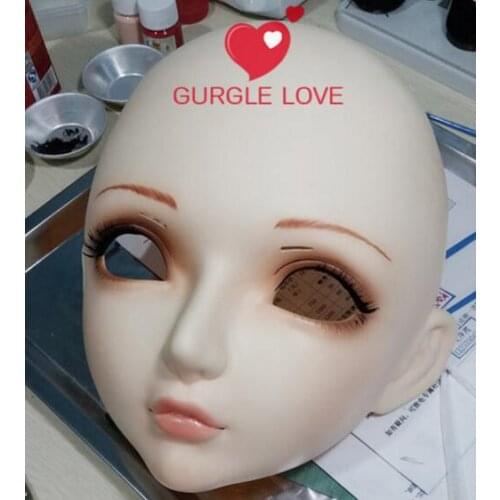 KM1125) Gurglelove Female Sweet Girl Resin Half Head Kigurumi BJD Mask Cosplay Lolita Mask Crossdress Doll Without Eyes