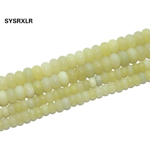Lemon Stone Natural Stone Spacer Rondelle Round Beads For Jewelry Making Charm DIY Bracelet Necklace 4*7/5*8 MM
