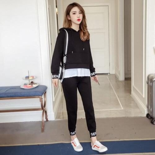 Fashion loose sports suit female 2018 autumn new casual Harajuku shirt small feet pants two sets of temperament womens clothes