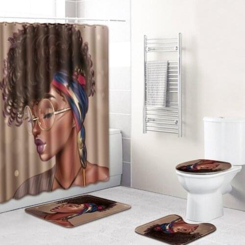 Bathroom non-slip mat and shower curtain combination carpet European and American style explosion women customization
