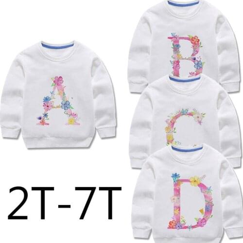 New 2021 Brand Quality Sweatshirts Baby Girl Clothes Children Clothing T Shirts Plant Alphabet Harajuku Girls Pullover Kids Top