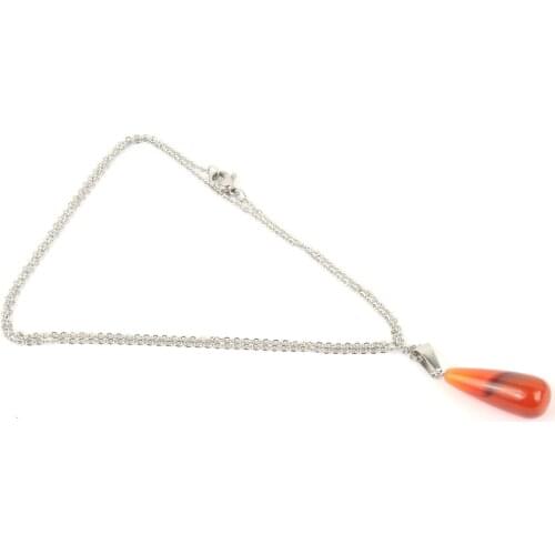 Wholesale natural stone pendant water drop shape natural stone necklace high quality stainless steel necklace