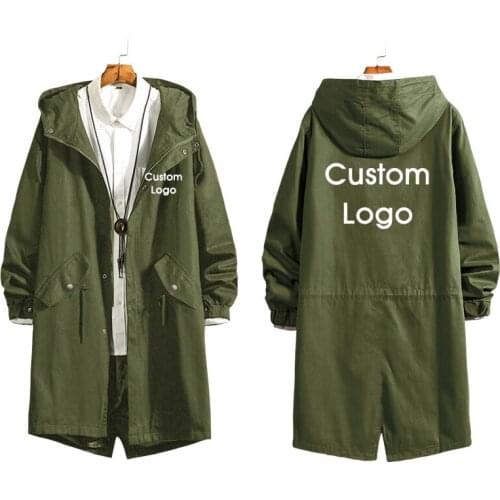Autumn and Spring Custom Logo Men Long Coat DIY Customize Picture Design Long Trench Jacket Sweatshirt Fashion Overcoat
