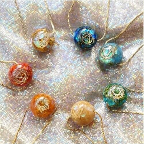 Natural Seven Chakras Orgonite Energy Pendant Necklace Energy Ball Bring Lucky Necklace Absorbs Negative Energy Gife