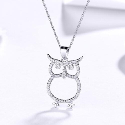 Sterling Silver 925 Animal Pendant Necklace Owl Necklace Sterling Silver Necklace