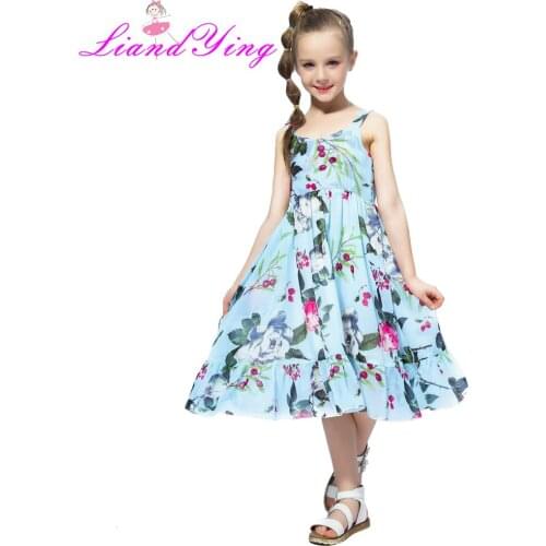 Beach Summer Dress 2021 Casual Flower Princess Teenage Kids Dress Floral Chiffon Children Toddler Girls Bohemia Dress