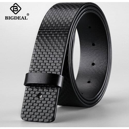 High Quality No Buckle Genuine Leather Belts for Men Cowskin Mens Belt Vintage Pin Buckle Strap Without Buckle Waistband Jeans