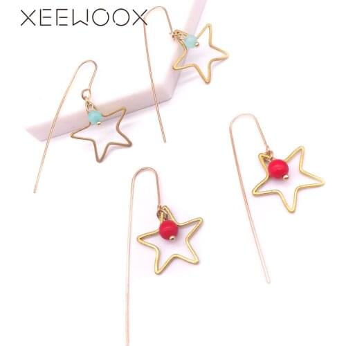 Big Stars Natural Stone Earring Gold Color Bohemia Woman Statement Drop Earring XEEWOOX Design Party Gift