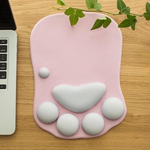 Cute 3D Cat Paw Mouse Pad with Wrist Support Silicone Rests Wrist Cushion Fashion Rest Comfort Mouse Mats