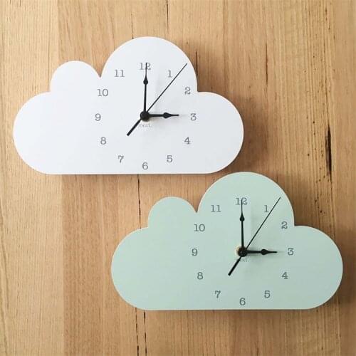 Nordic Wooden Cloud Shape Wall Clock Diy Quartz Watch Still Life Clocks Modern Home Decoration Teen Kids Room Decor Supplies