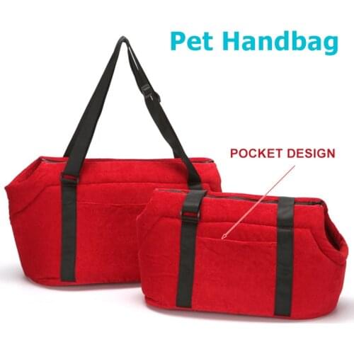 Pet Handbag Portable Corduroy Warm Single Shoulder Dogs Carrier Bag For Small Dogs Comfortable and Soft Outdoor Travel Puppy Bag